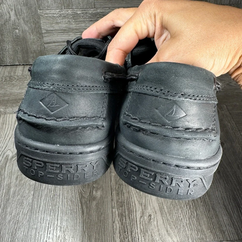 Sperry Billfish Boat Shoes Mens 12 Black Leather Casual Nautical NEW